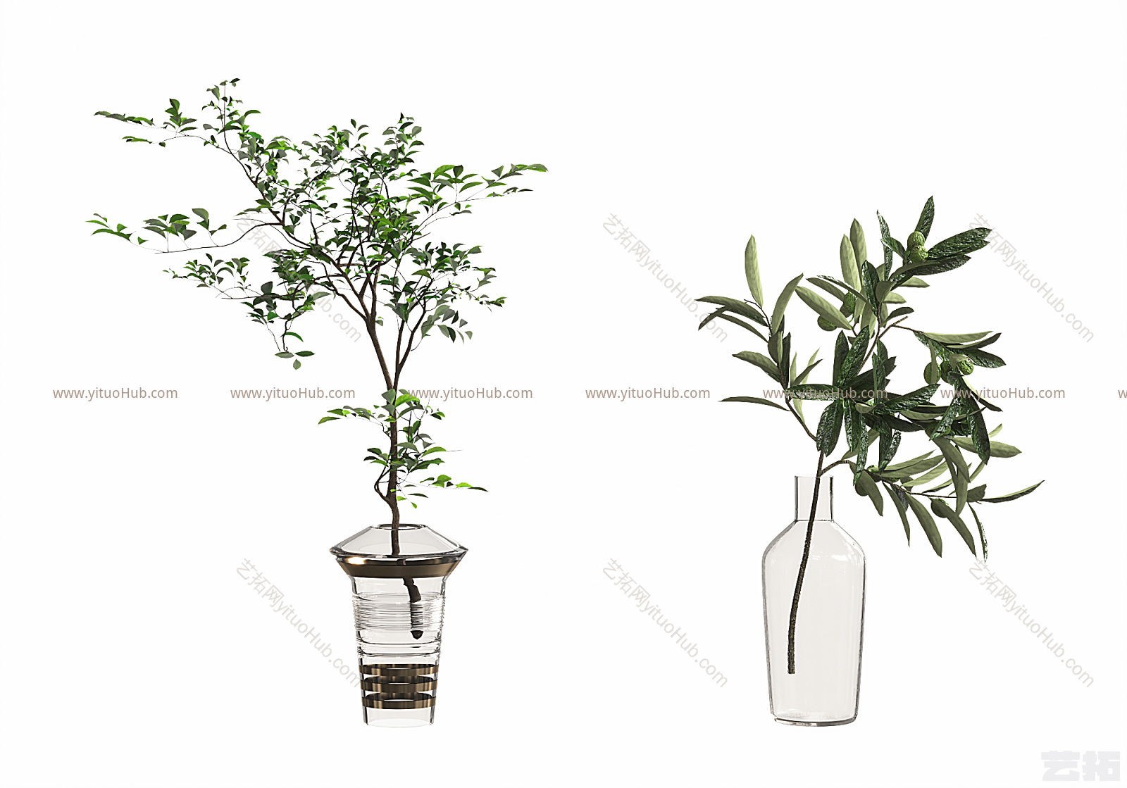 现代植物花瓶摆件 植物树枝装饰摆件 植物盆栽摆件