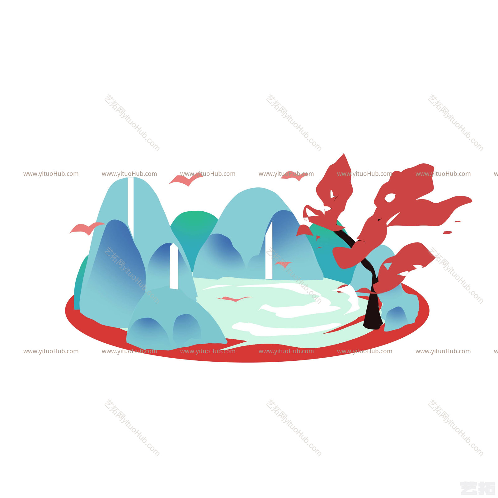 中国风复古国潮手绘微景观盆景