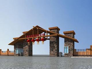 现代景区大门入口模型