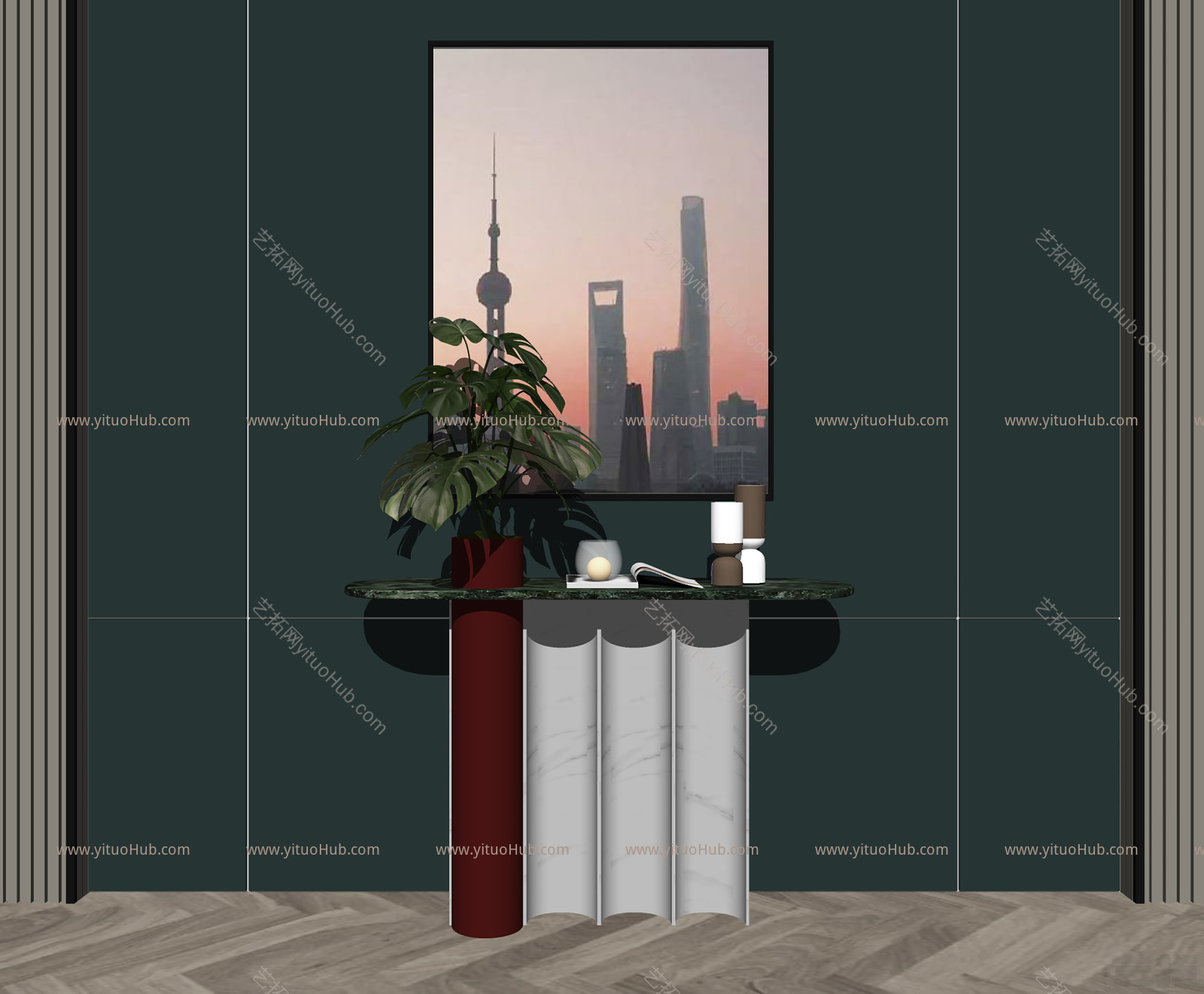 现代端景条案