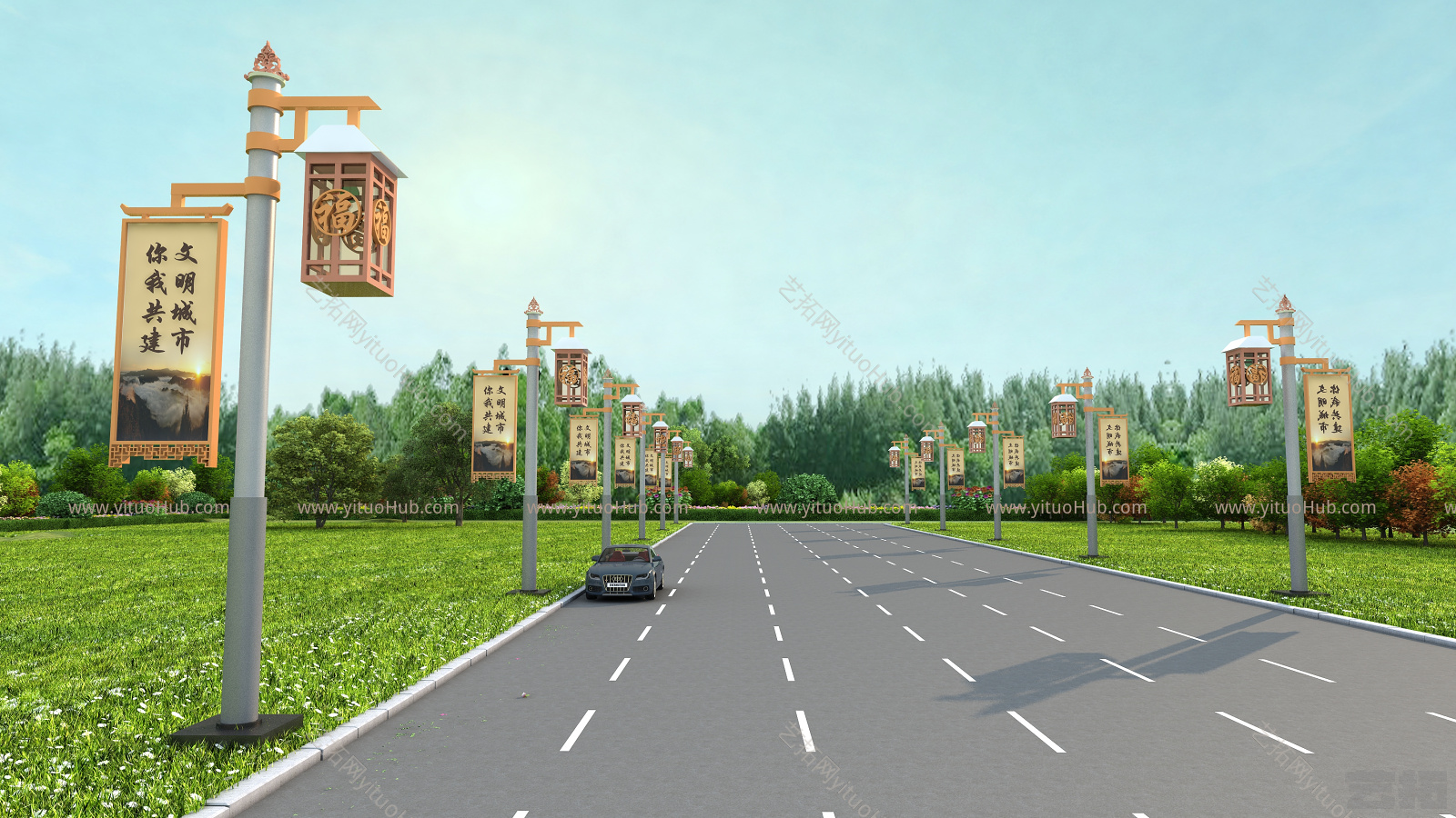 新中式道路设施