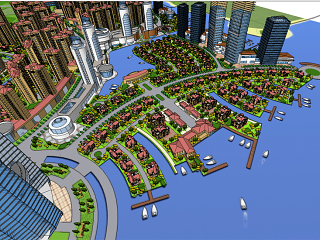 城市规划现代建筑 海边城市建筑规划 高楼大厦 世界名建筑