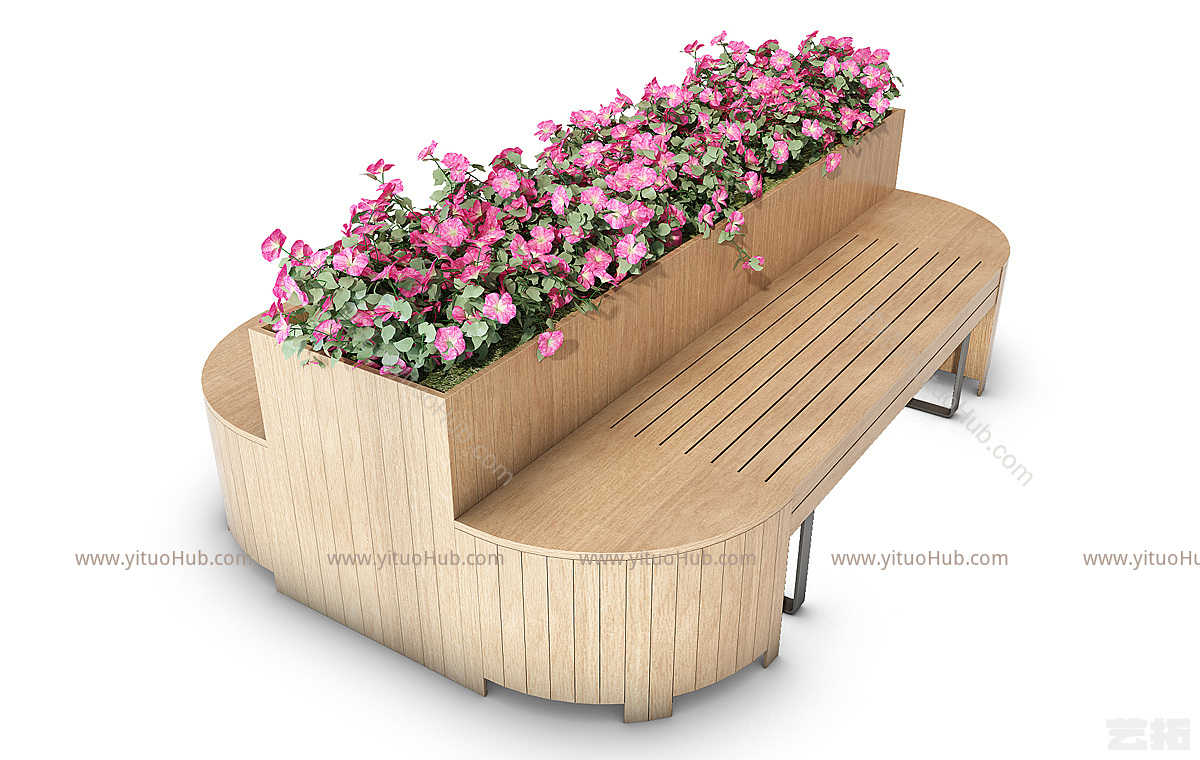 现代户外植物花坛花槽休闲座椅