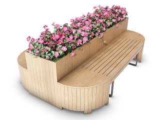 现代户外植物花坛花槽休闲座椅