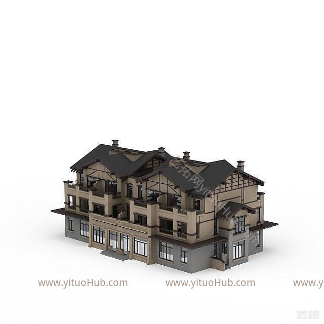 简欧欧式房屋建筑模型