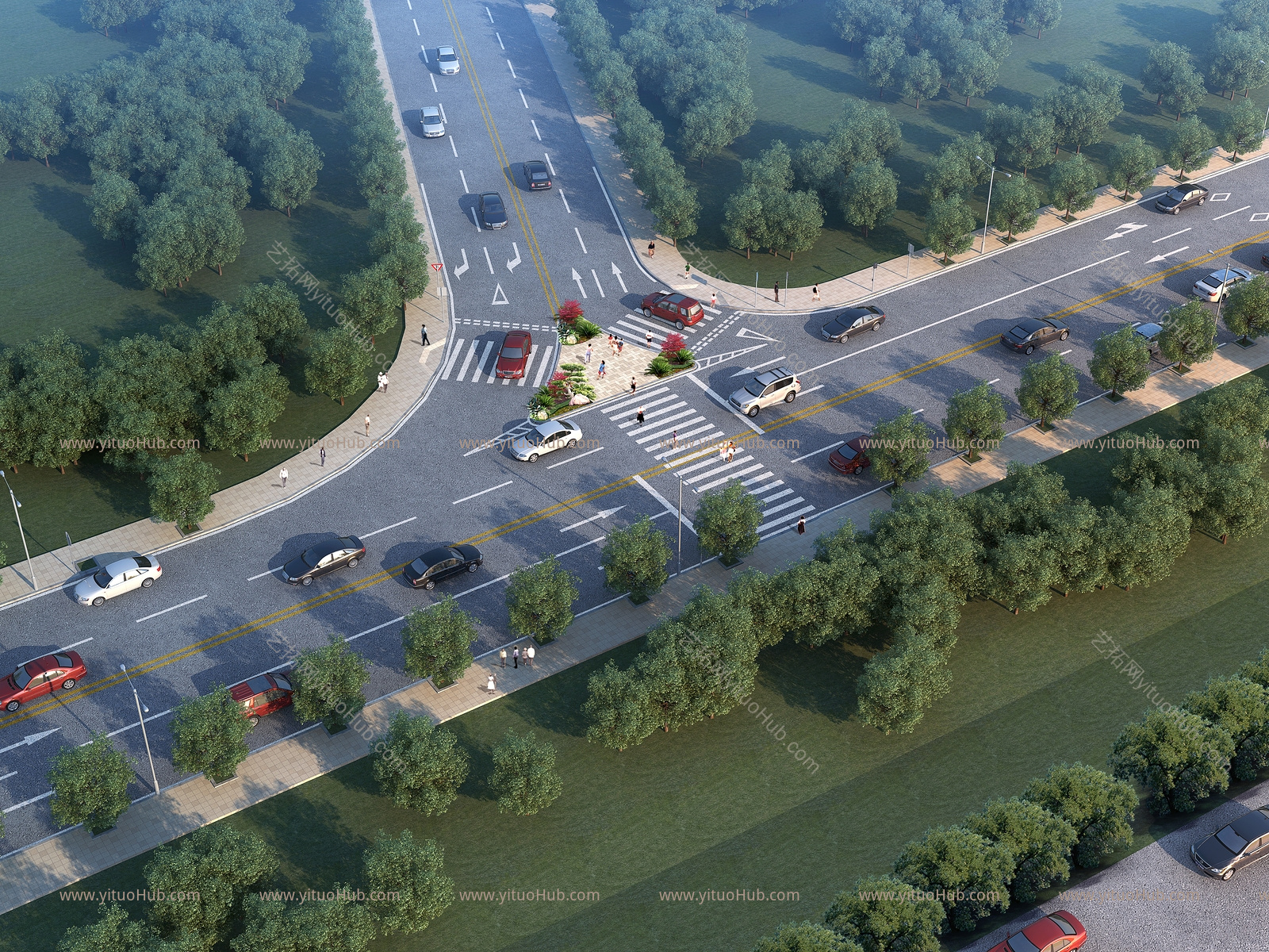现代市政道路 道路设施 马路景观 