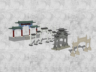 古代建筑 牌坊 景区大门 古建