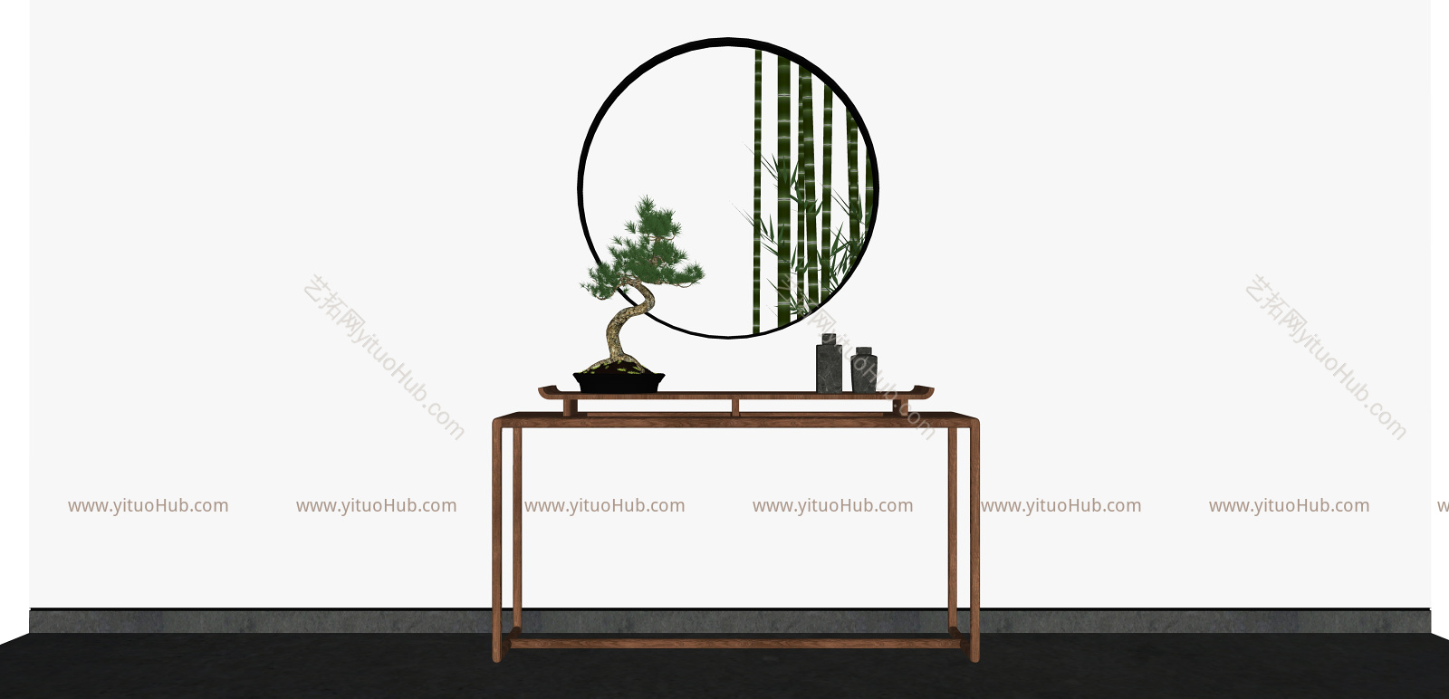 中式盆栽 案台 植物 饰品