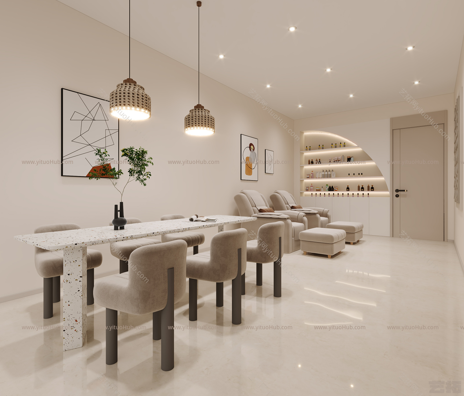 现代美甲店，美发店，门头，