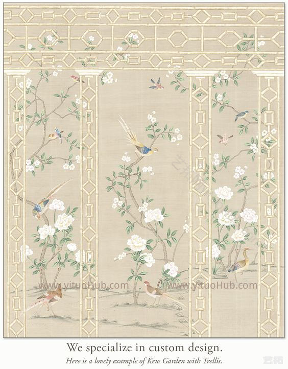 中式欧式田园花鸟壁纸壁画壁布背景画 (109)