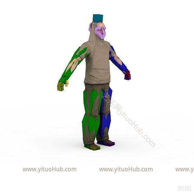 现代卡通老男人模型