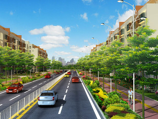 园林景观道路绿化透视图