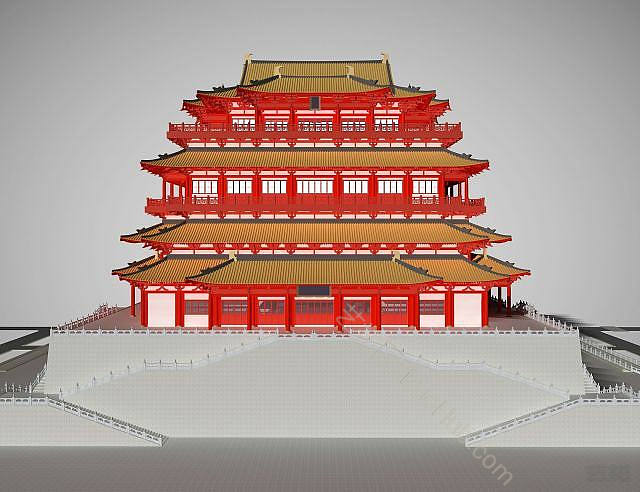 现代中国古建筑寺庙庙宇模型