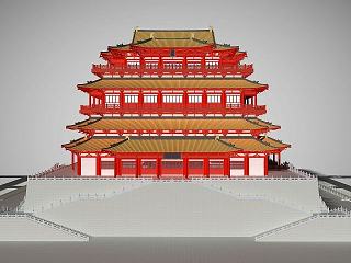 现代中国古建筑寺庙庙宇模型