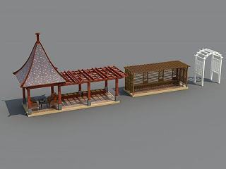 现代花架亭子模型