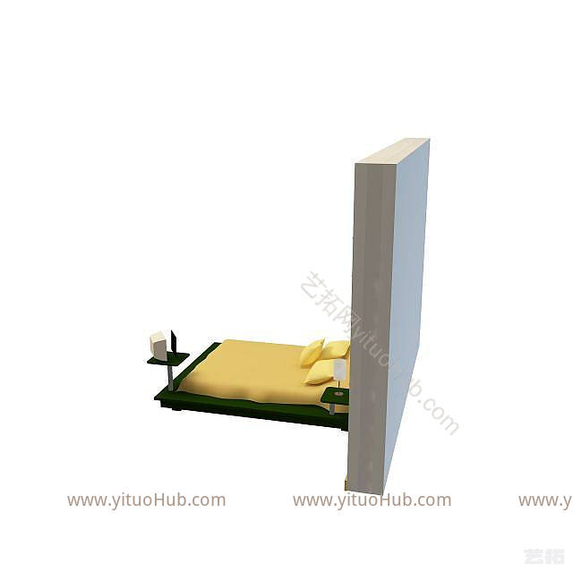 现代双人床模型