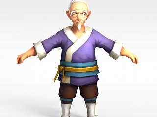 现代Q版小鱼儿与花无缺游戏人物老人模型