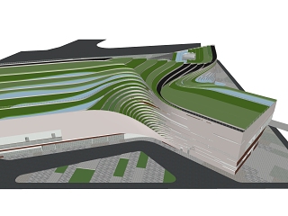 现代展览馆建筑SU模型
