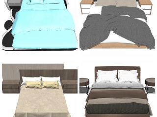 现代双人床组合打印机 沙发 家具 箱包 钟楼