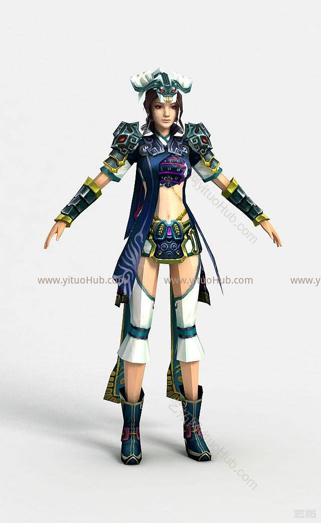 现代游戏美女角色模型