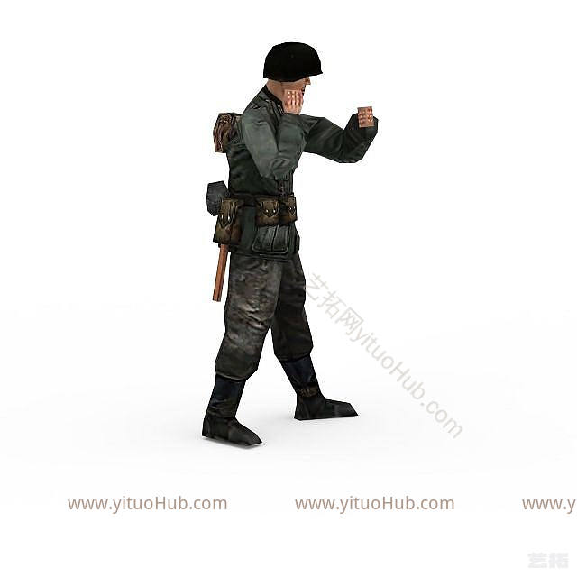 现代军人士兵战士男人模型