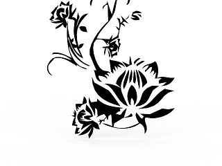 现代墙体彩绘花朵模型
