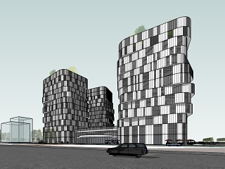 现代风格大型商业办公建筑单体sketchup模型