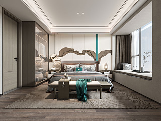 新中式家居卧室 床具组合