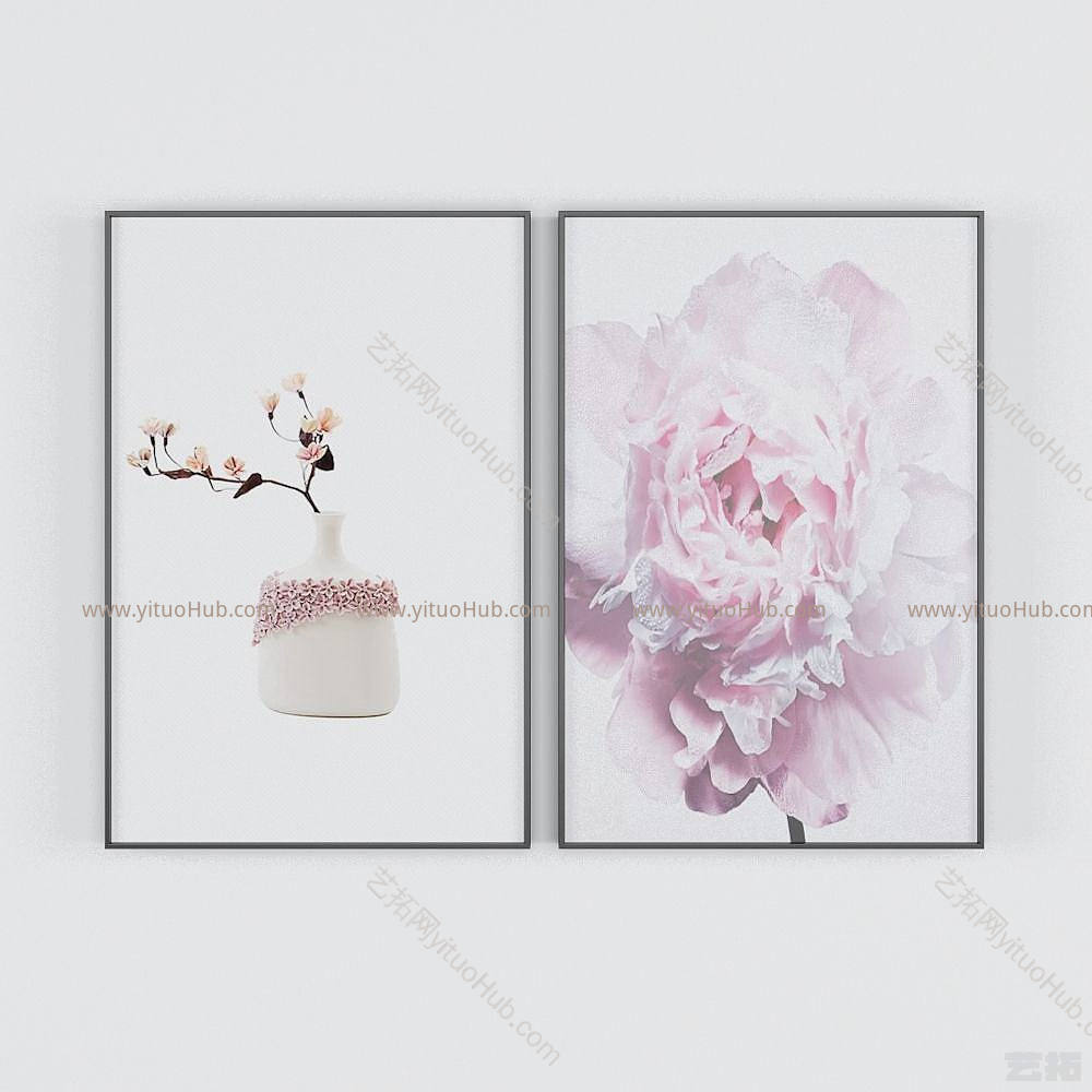 现代鲜花装饰画模型