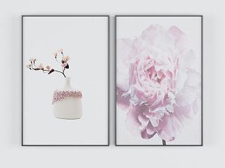现代鲜花装饰画模型