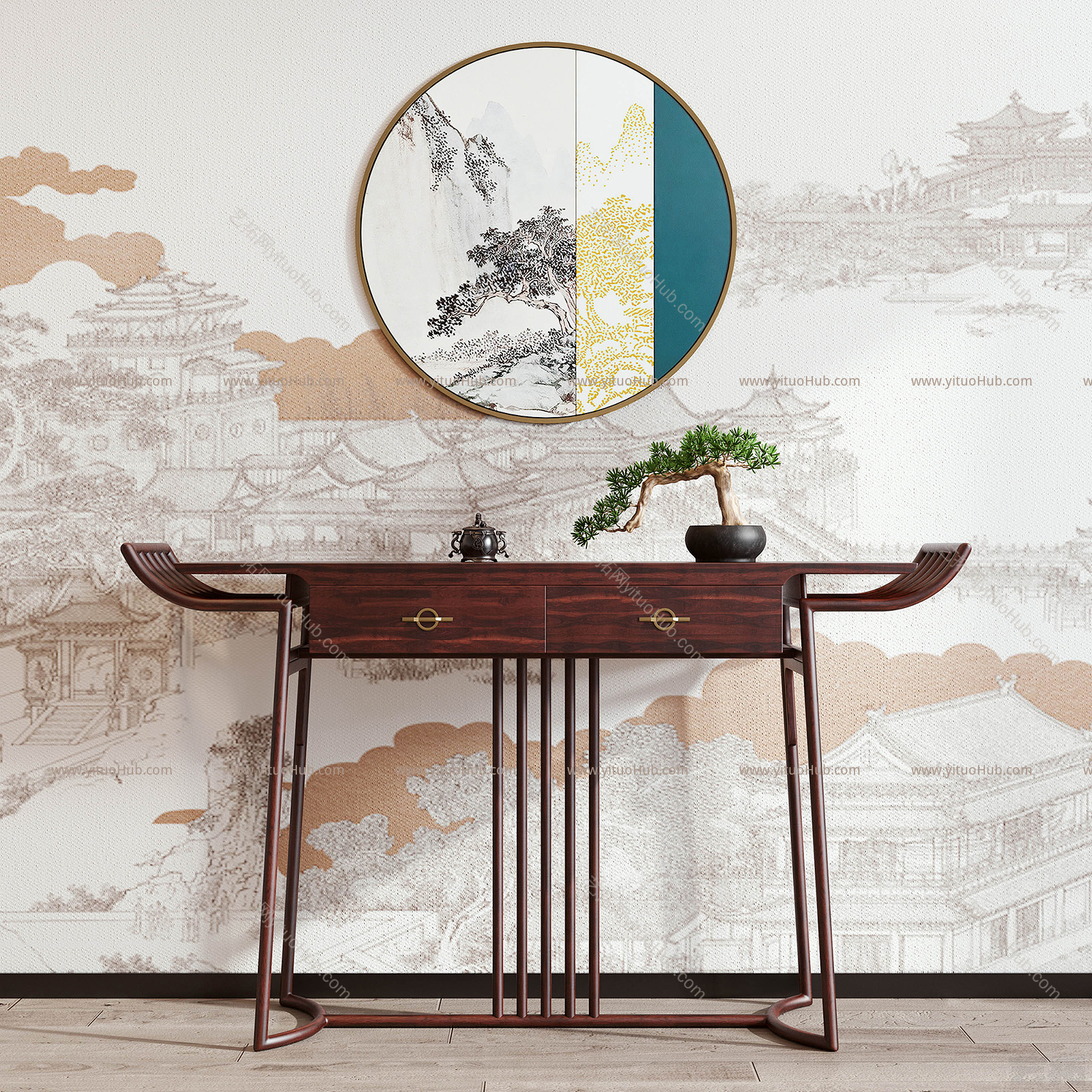 新中式端景条案