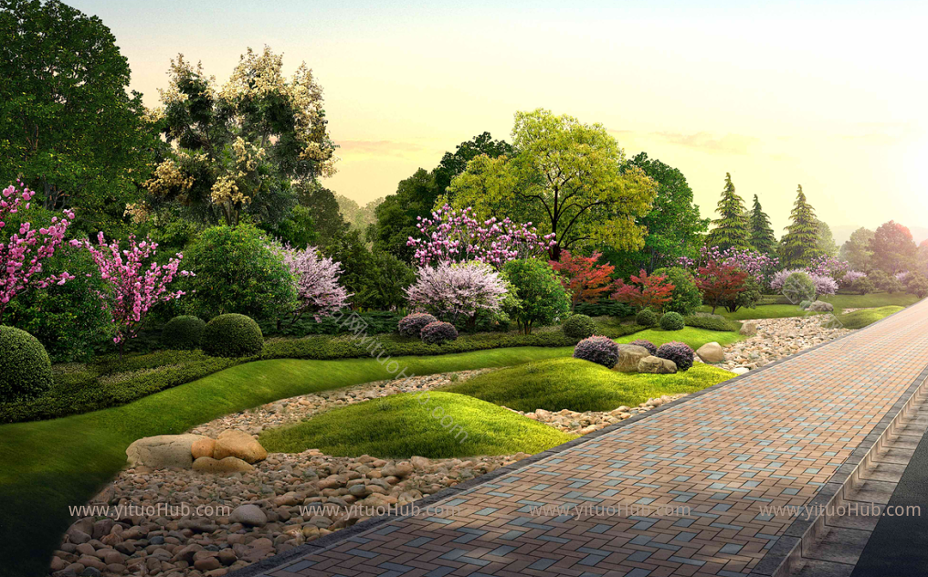 道路节点景观植物组合