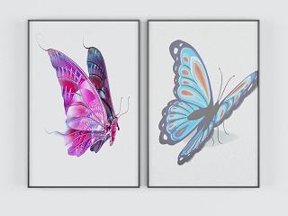 彩色蝴蝶装饰画模型