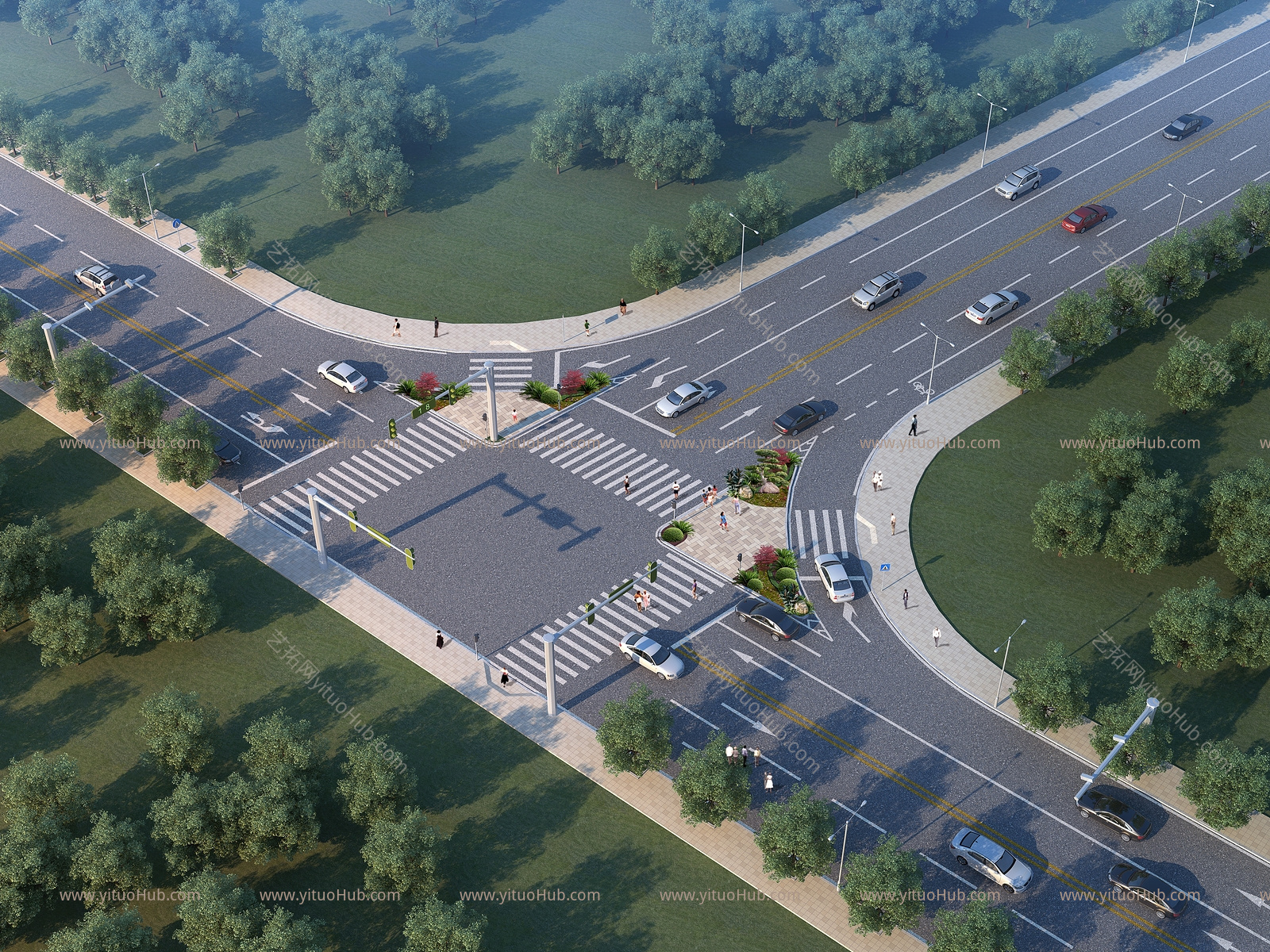 现代市政道路 道路设施 马路景观 