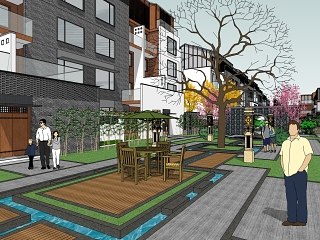 新中式高端住宅别墅sketchup建筑