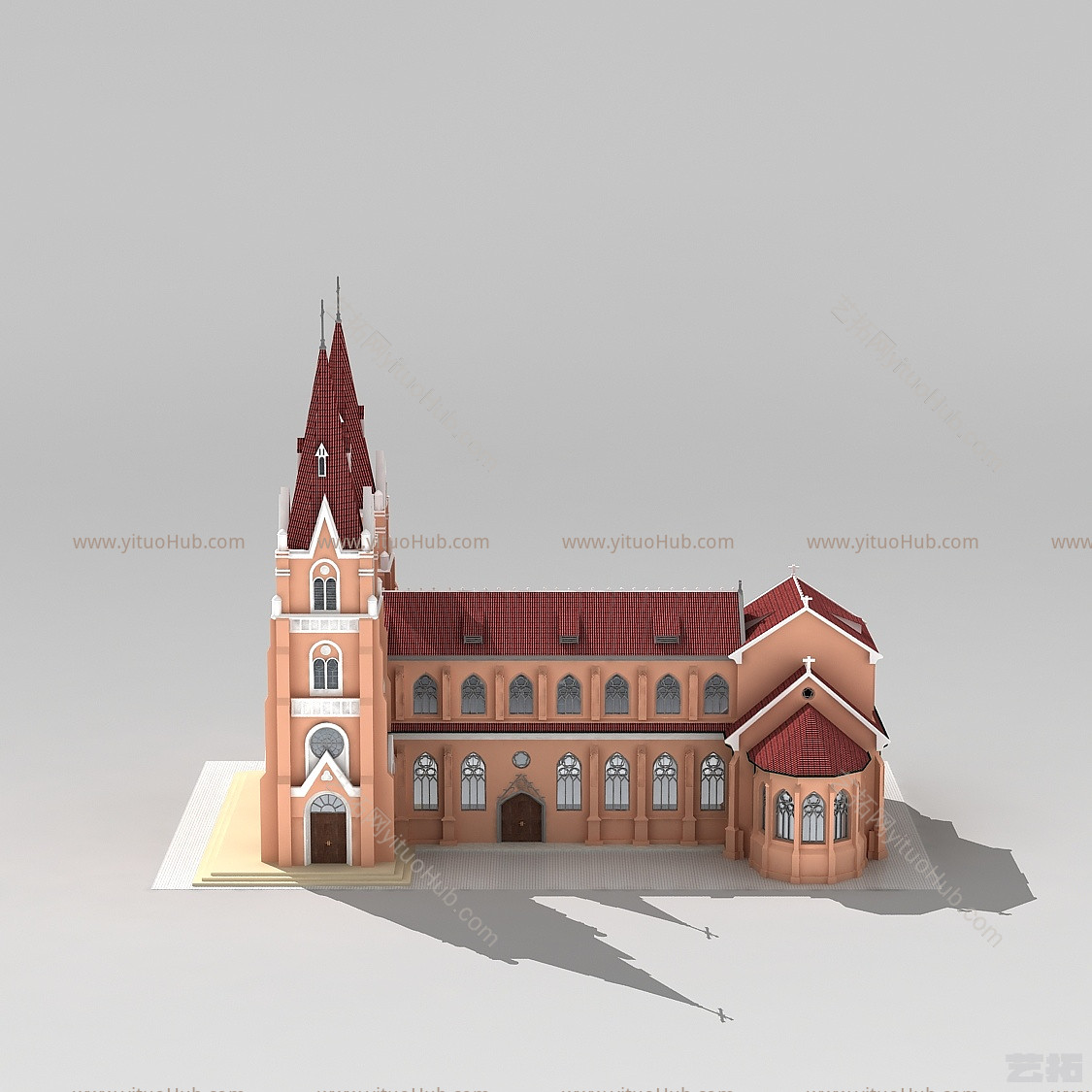 简欧欧式教堂建筑模型
