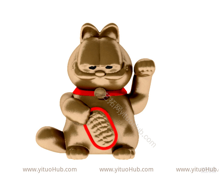 现代加菲猫招财猫潮玩摆件su模型
