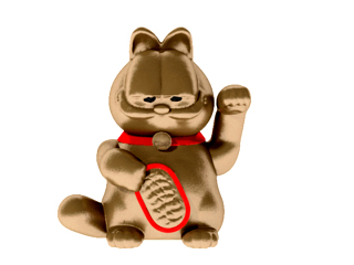 现代加菲猫招财猫潮玩摆件su模型