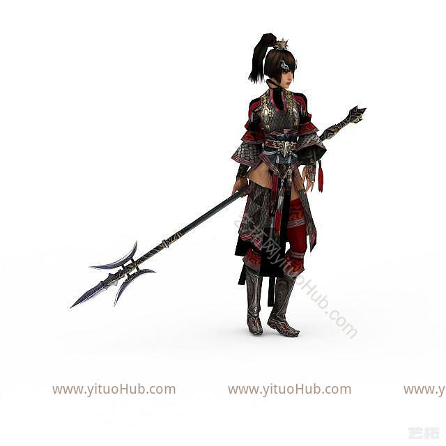 现代卡通女将军模型