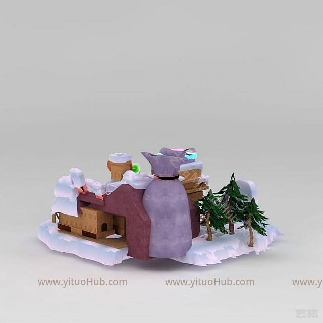现代雪地糖果屋模型