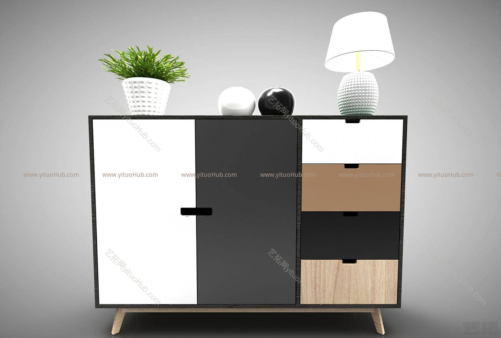 现代家居玄关柜模型