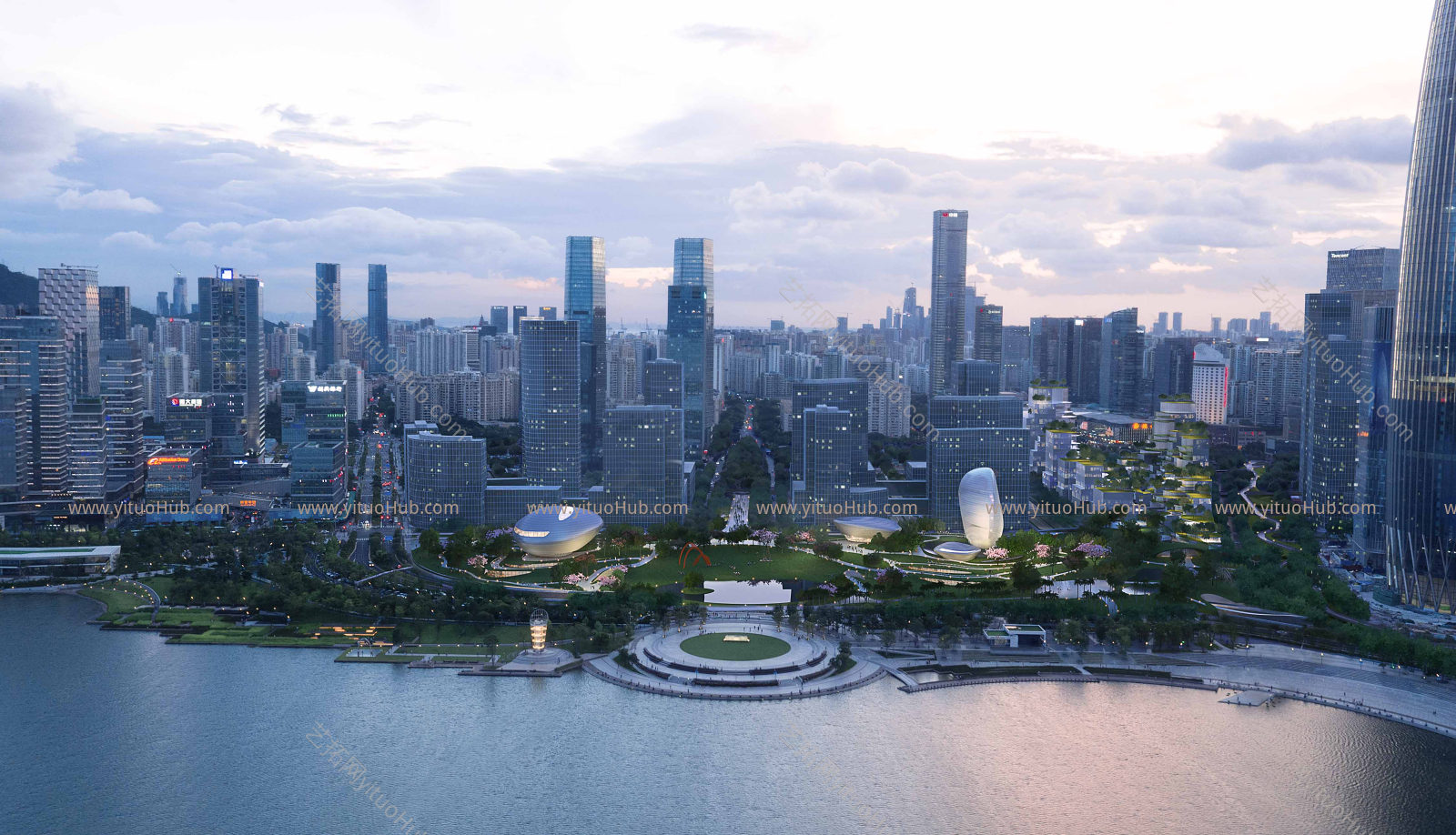 夜景鸟瞰效果图