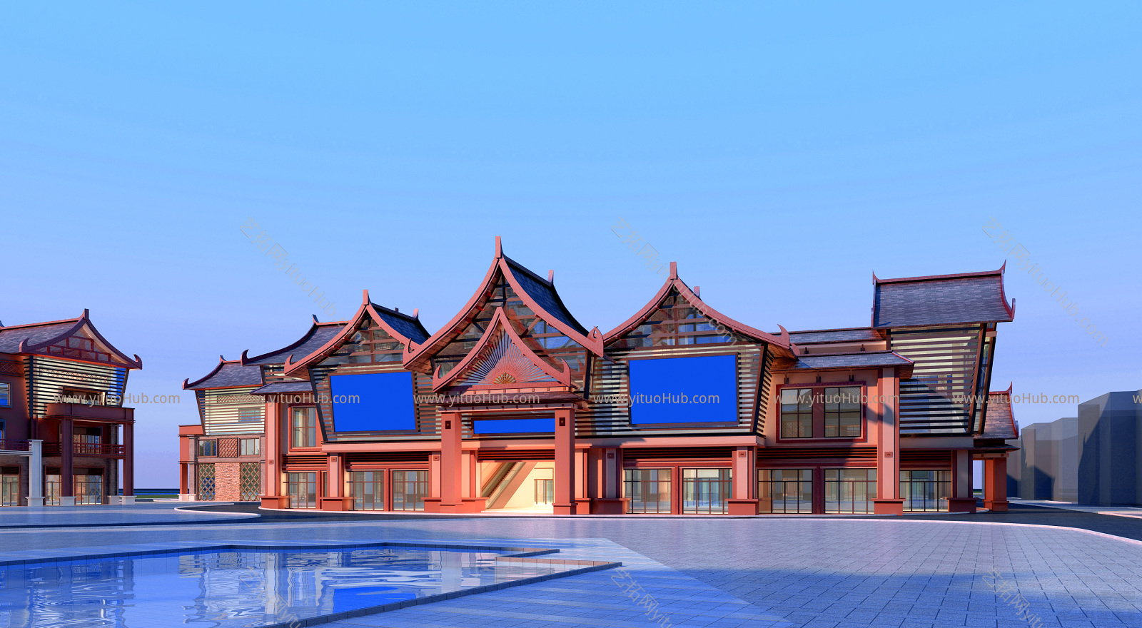 中式古建筑街道 仿古建筑