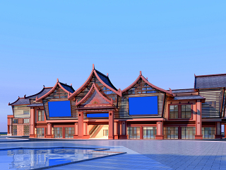 中式古建筑街道 仿古建筑