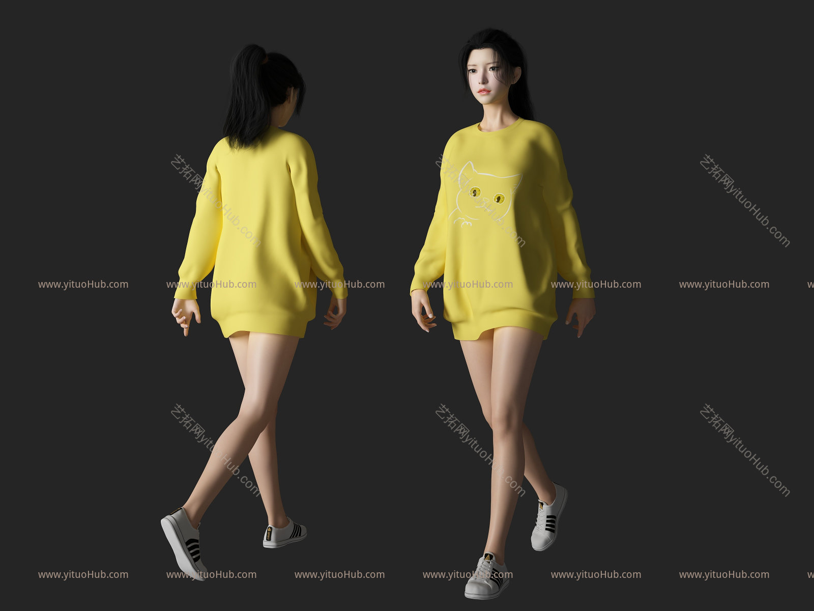 现代清纯美女人物模型