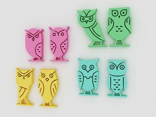 现代儿童房墙饰猫头鹰模型