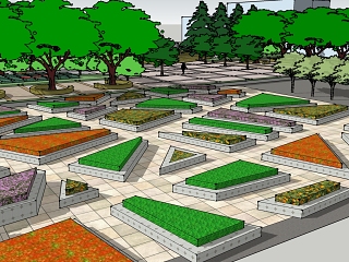 现代风格校园景观花坛花体 小广场室外 地图 明信片 广场 画