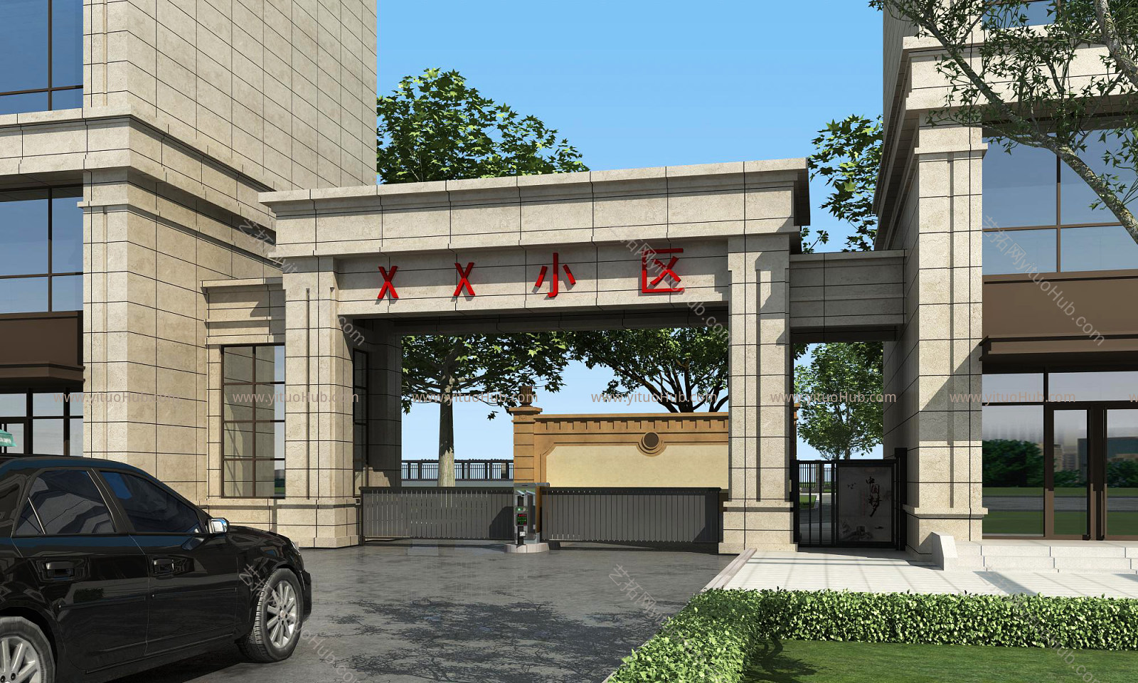 现代小区入口 大门
