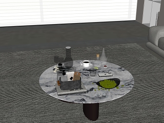 现代茶几摆件组合 酒具 果盘 书籍