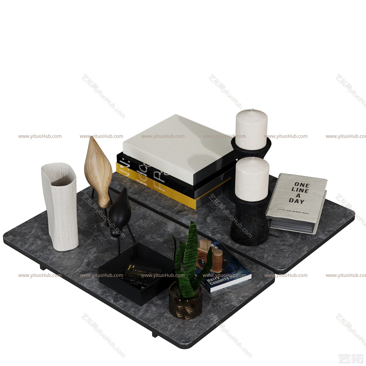 现代摆件组合 书 蜡烛 摆件 工艺品